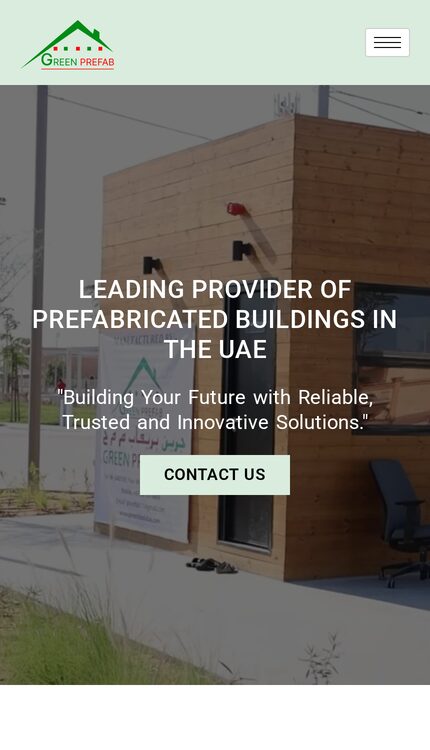 Mobile view of a UAE prefabricated structures manufacturer website built by Kalk Solutions