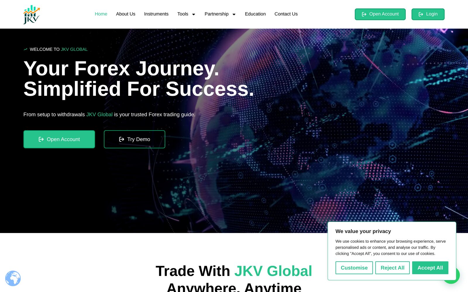 Desktop view of a GCC financial services website built by Kalk Solutions