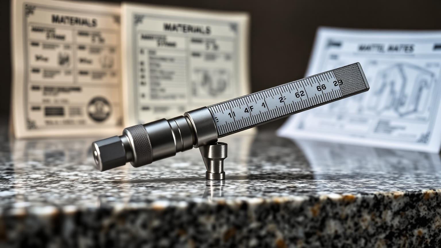 CNC machine shop floor with precision parts and measurement tools