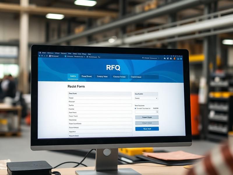 RFQ request form open on a manufacturer's website in a shop office